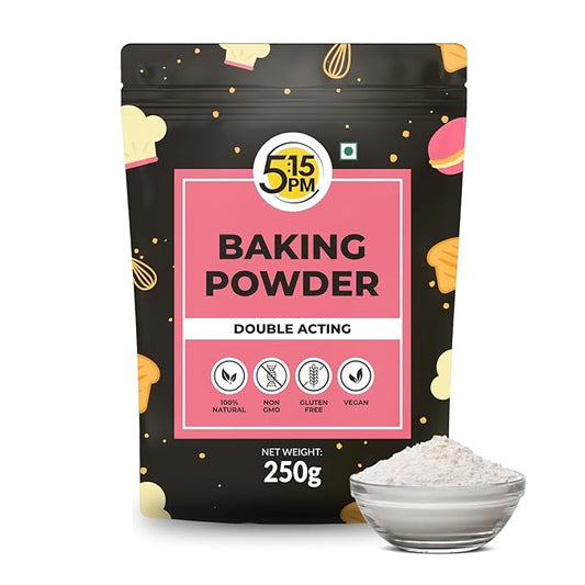 5:15PM Baking Powder 250g | Double Acting Baking Powder | All Purpose Leaving Agent | Gluten Free Baking Powder for Cooking & Baking Cake, Breads, Muffins, Pizza - 250g