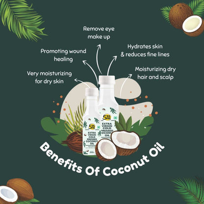 5:15PM Virgin Coconut Oil Cold Pressed, For Hair, Skin and Cooking, Raw & Unrefined, 200 ml