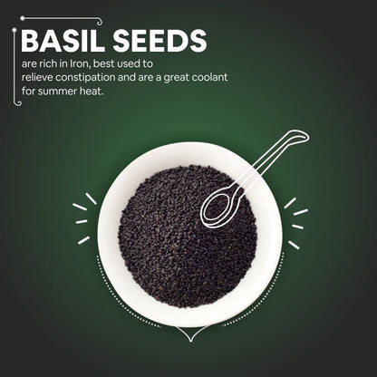 5:15PM Basil Seeds 250g | 100% Organic Raw Basil Seeds | Tukmaria Seeds | Sabja Seeds for Eating | Falooda Seeds 250 grams