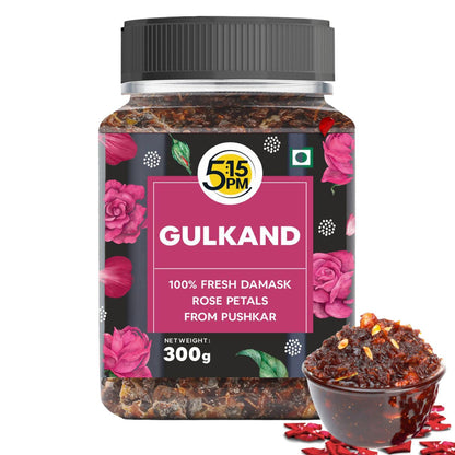 5:15 PM Gulkand 300gm | Premium Rose Petal Jam | Sun Cooked Damask Rose Gulkand| 100% Natural & Pure | Fresh Rose Petals Jam -300g