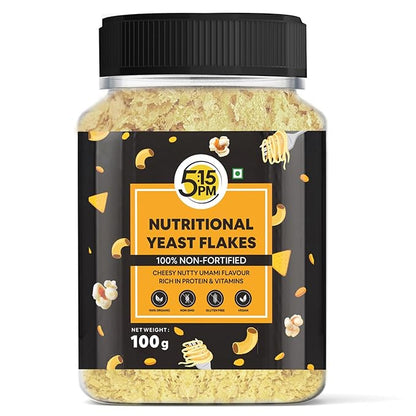 5:15PM Nutritional Yeast Flakes Unfortified 100g | Gluten Free & Vegan Yeast Seasoning | Rich in B Vitamin & Fibre | Non-fortified & Non-GMO | Nutty & Cheesy flavour | Nooch – 100g