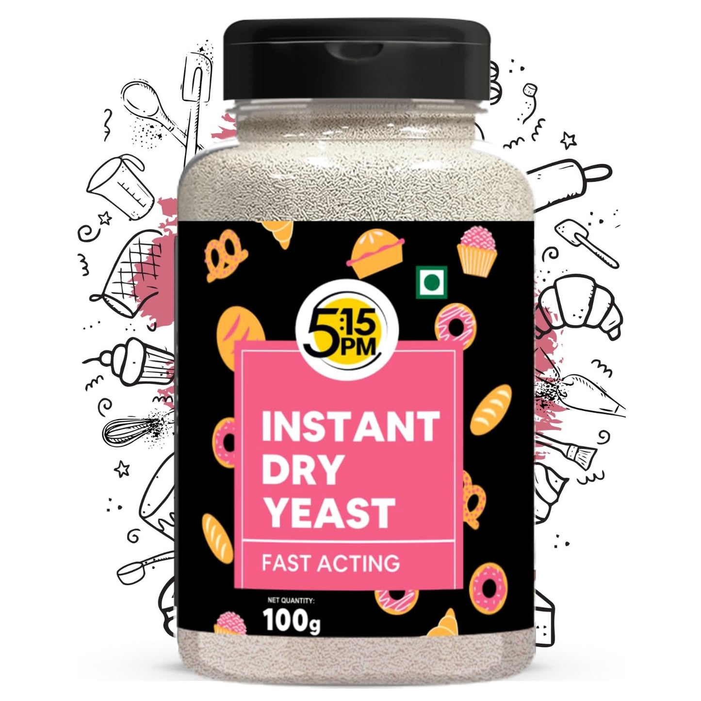 5:15PM Instant Dry Yeast Powder | Active Dry Yeast for Bread making and Pizza - 100g