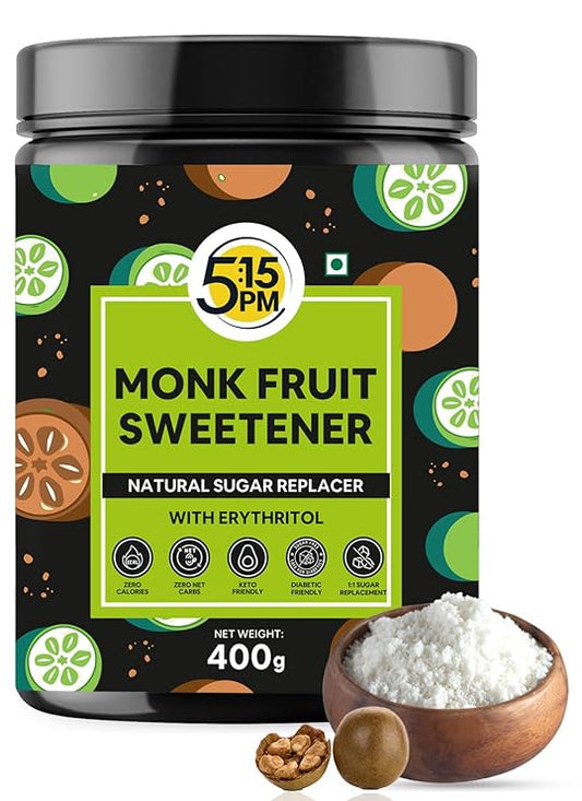 5:15PM Monk Fruit Sweetener with Erythritol | Natural Sugar Replacer | Monk Fruit Extract For Cooking & Baking – 400g