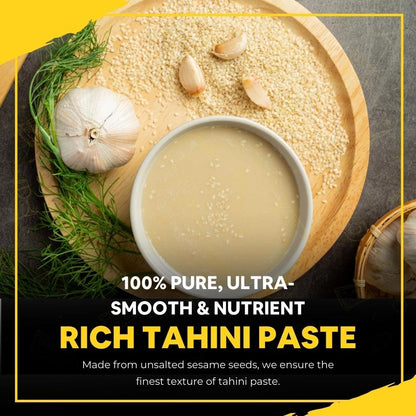 5:15 PM Tahini 300Gm White Tahini Paste For Hummus Ground Hulled Sesame Seed Paste Smooth & Creamy Natural For Hummus, Baba Ghanoush, Salad Dressings And More – 300Gm