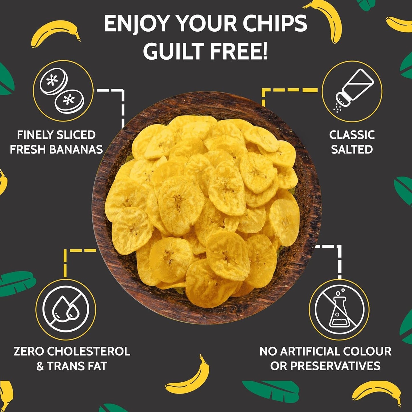 5:15PM Yellow Banana Chips Snacks - Fresh Crispy Banana Wafers Chips | Classic Salted Flavour 400grams Packet